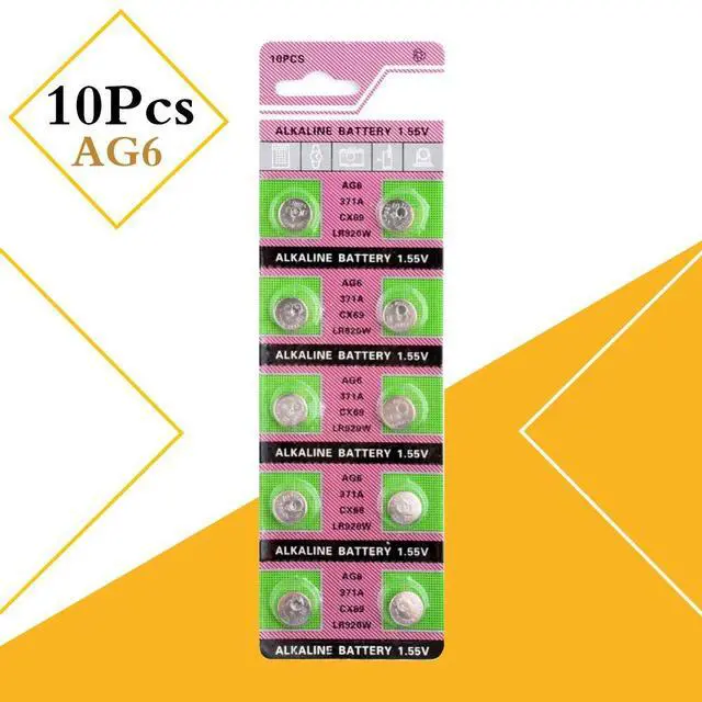 Main image of 10pcs  AG6 LR920   L921 Button Batteries SR927 171 Cell Coin Alkaline Battery 1.55V 371A CX69 LR920W For Watch Toys Remote