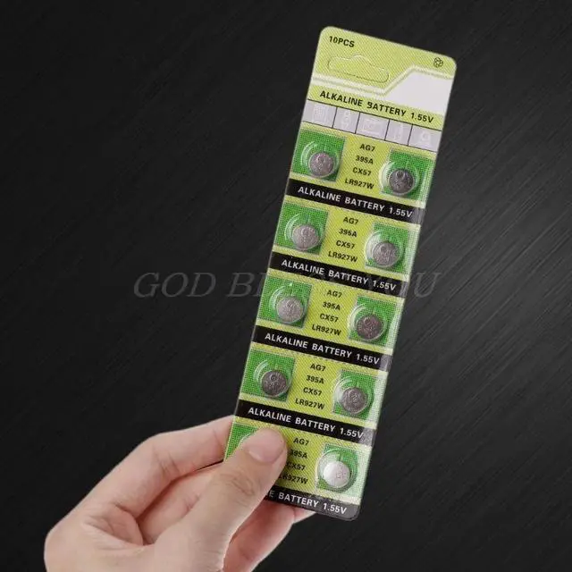 Alt view image 2 of 6 - 10PCS Alkaline Battery AG7 1.55V Button Coin Cell Watch Batteries LR927 LR57 SR927W 399 GR927 395A Drop Shipping