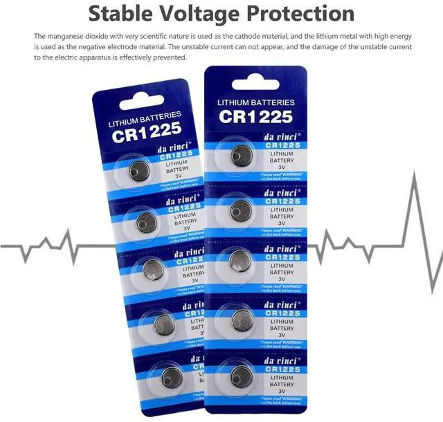 Alt view image 4 of 6 - 10Pcs CR1225 Coin Cell Lithium Battery 3V LM1225 BR1225 ECR1225 KCR1225 Button Batteries for Calculator Watch Toy MP3 player