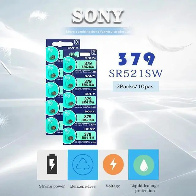 Alt view image 2 of 6 - 3pcs Sony 379 SR521SW D379 SR63 V379 AG0 Watch Battery Button Coin Cell MADE IN JAPAN Brand