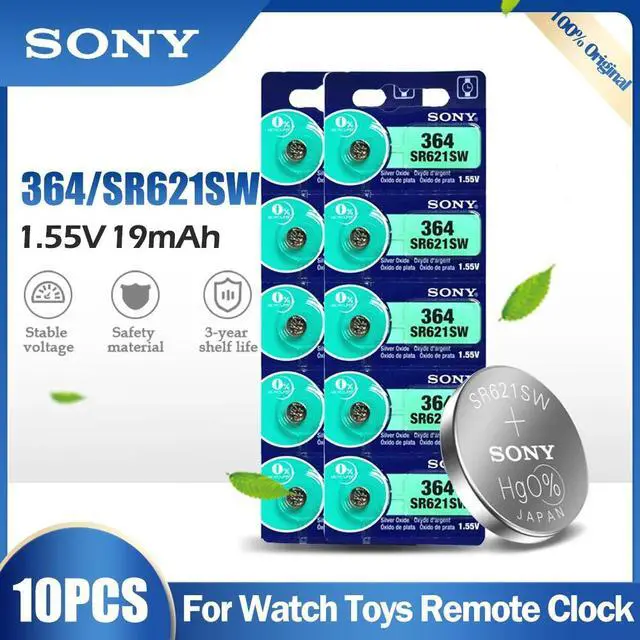 Main image of 10PCS Sony 364 SR621SW AG1 LR621 621 164 531 SR60 LR60 1.55V Silver Oxide Battery For Watch Toy Calculator Meter Button Cell