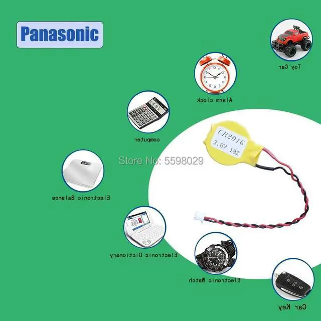 Alt view image 6 of 6 - Battery CR2016 2016 Button Battery with Wire and Plug CMOS 3V BIOS Battery