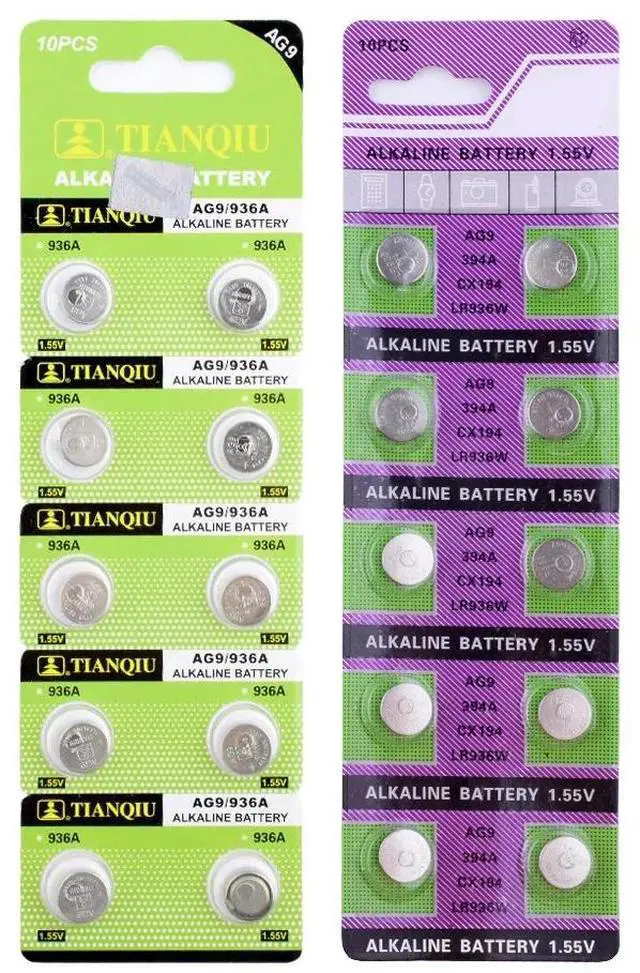 Alt view image 4 of 6 - 10-pcs/pack AG9 LR936 394 Button Batteries SR936 194 Cell Coin Alkaline Battery 1.55V SR936SW CX194 For Watch Toys Remote