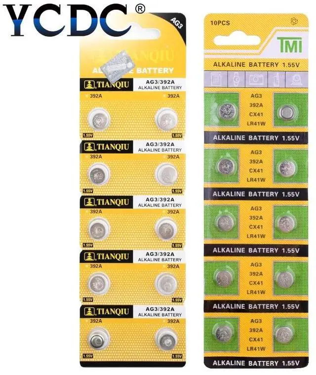 Alt view image 3 of 6 - 10pcs/pack AG3 LR41 392 Button Batteries SR41 192 Cell Coin Alkaline Battery 1.55V L736 384 SR41SW CX41 For Watch Toys Remote