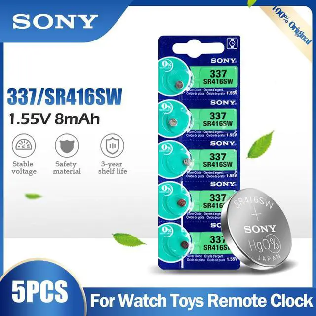 Main image of 5PCS Sony 337 SR416SW SR416 LR416 V337 GP337 1.55V Silver Oxide Battery For Watch Hearing Aid Toys Button Cell Coin