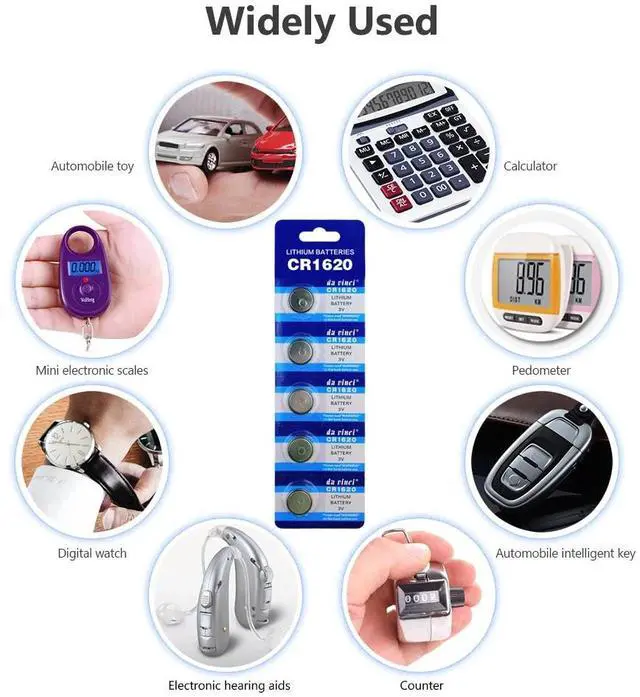 Alt view image 3 of 6 - 2020  promotional 20pcs 3v CR1620 CR 1620 coin cells 1620 ECR1620 Button Battery 3 V Volt CR1620 Lithium-ion Coin Battery