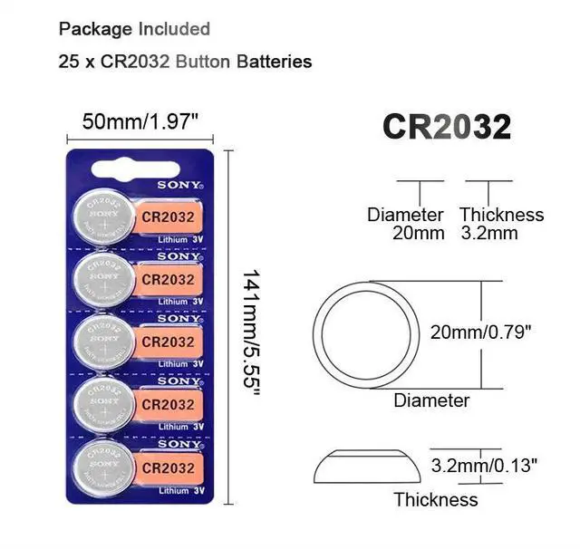 Alt view image 3 of 6 - 2PC For SONY CR2032 battery 3V Lithium Batteries BR2032 DL2032 ECR2032 CR 2032 Button Coin Battery For Watch Calculator