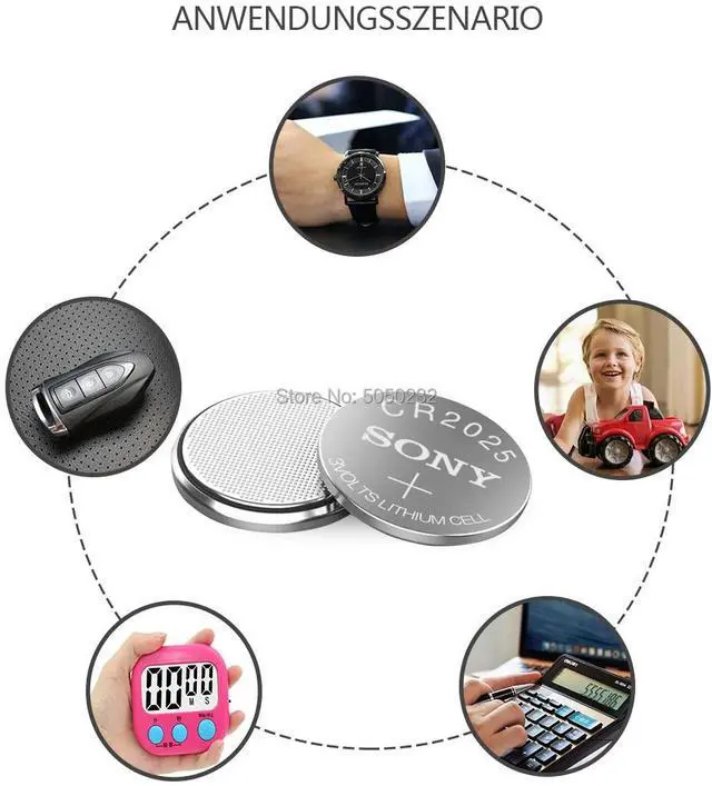 Alt view image 6 of 6 - 5PCS FOR SONY cr2025 Button Cell Batteries cr 2025 DL2025 LM2025 3V Lithium Coin Battery For Watch Weight Scale