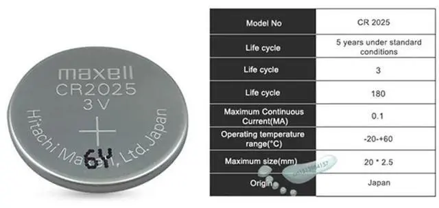 Alt view image 3 of 4 - 5pc maxell cr2025 Button Cell Batteries cr 2025 3V Lithium Coin Battery For Watch Calculator Weight Scale