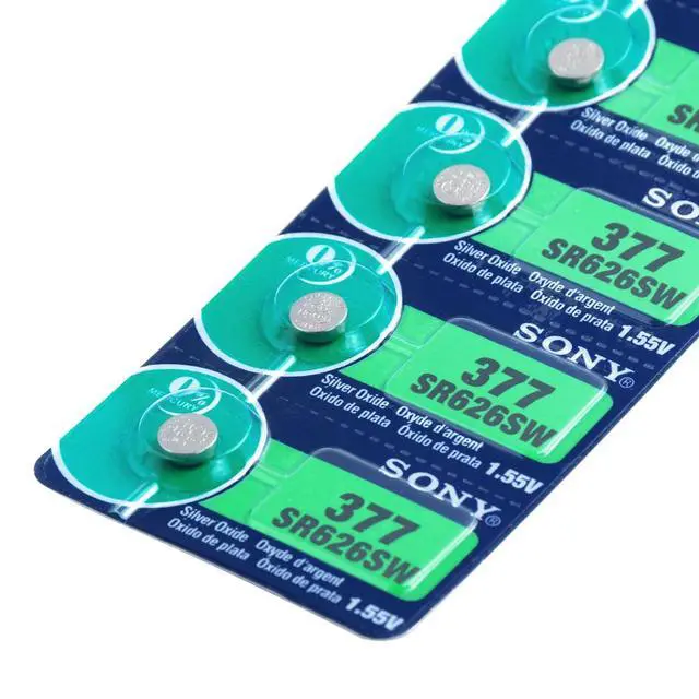 Alt view image 5 of 6 - 2020 5pcs Sony 377 SR626SW SR626 AG4 GP377 L626 1.55V Silver Oxide Watch Battery SR626SW 377 376 Button Coin Cell