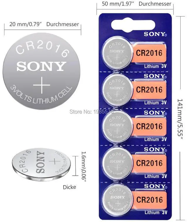 Alt view image 3 of 6 - 1PC FOR SONY cr2016 Lithium Battery 3V Li-ion Button Battery Watch Coin Cell Batteries cr 2016 DL2016 ECR2016 BR2016 For Watch