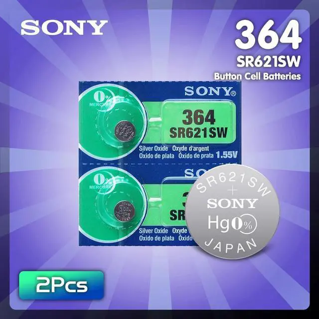 Main image of 2pcs  For Sony 1.55V 364 SR621SW V364 SR60 SR621 AG1 Watch Battery Button Coin Cell Batteries MADE IN JAPAN