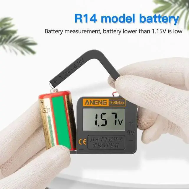 Alt view image 5 of 6 - 168Max Digital Lithium Battery Tester Battery Capacity Diagnostic Tool LCD Display Check AAA AA 6F22 9V CR2032 Button Battery