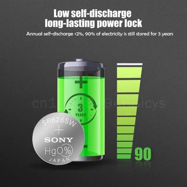 Alt view image 5 of 6 - 10PCS SONY 377 377A SR626SW AG4 SR626 LR66 LR626 AG 4 1.55V Silver Oxide Battery For Watch Clock Toy Car Remote Button Coin Cell