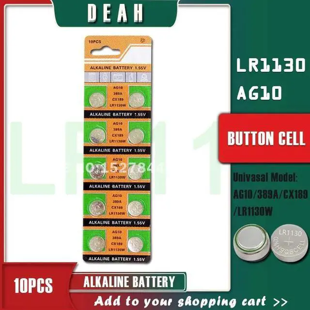 Main image of DEAH 10PCS 1.55V AG10 LR1130 Alkaline Cell Coin Battery AG 10 SR54 189 389 SR1130 L1131 G10A Button Batteries For Watches Toys