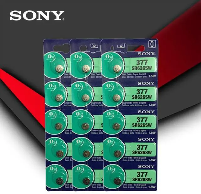 Alt view image 3 of 3 - 2pcs Sony 377 SR626SW SR626 AG4 1.55V Silver Oxide Watch Battery SR626SW 377 Button Coin Cell MADE IN JAPAN