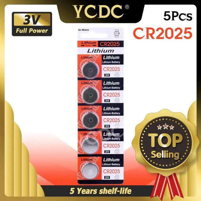 Main image of 5pcs 3V CR2025 Lithium Button Coin Cells 2025 DL2025 KCR2025 ECR2025 BR2025 L12 208-205LM2025 5003LC ST-T14 LF1/2V Battery