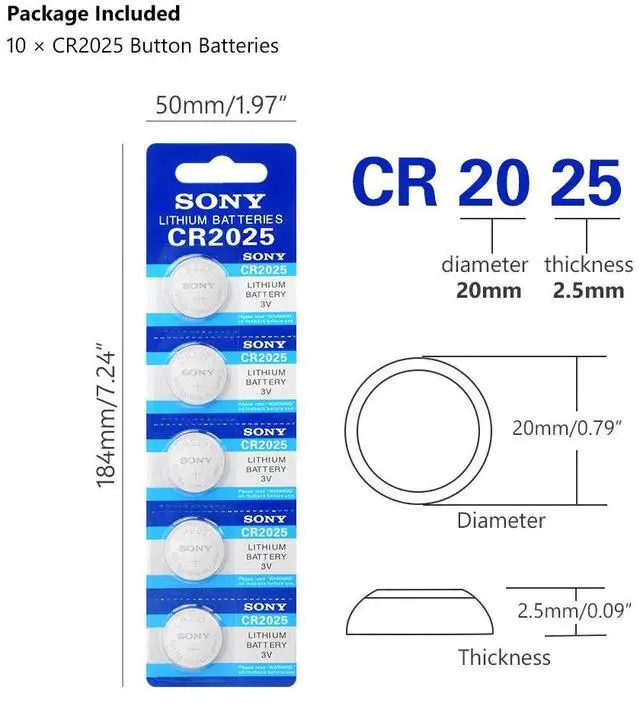 Alt view image 2 of 6 - 2020  10pcs CR2025 CR 2025 3V Lithium Li Ion Battery For Watch Remote Control Calculator  2025 Button Cell Coin Batteries