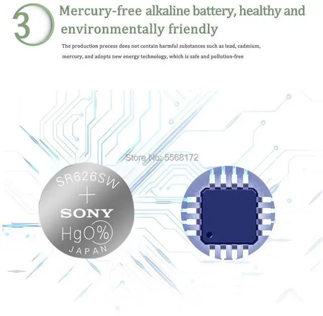 Alt view image 3 of 4 - 5pcs  Single grain packing FOR SONY 377 SR626SW 626 SR626 V377 AG4 Watch Battery Silver Oxide Button Coin Cell