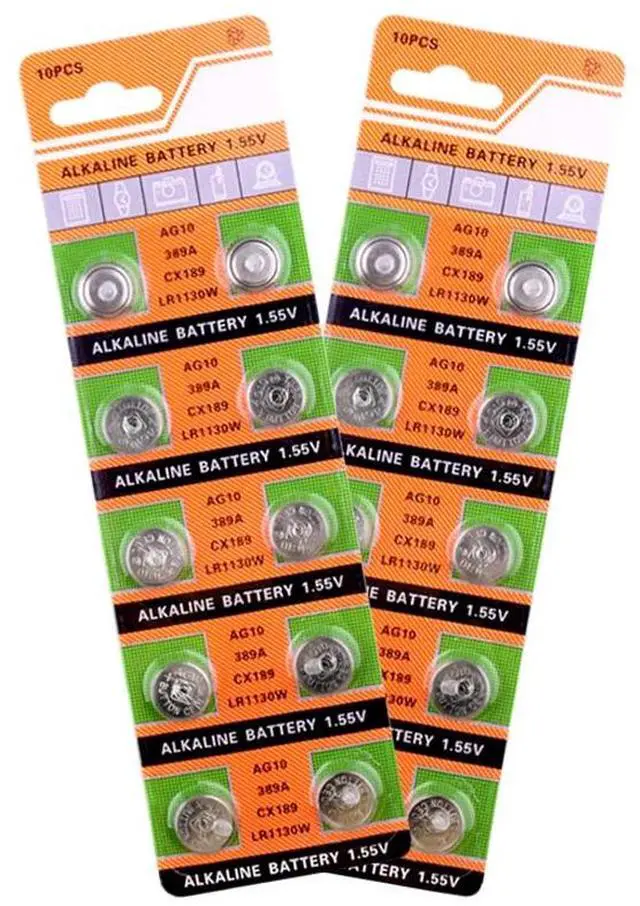 Alt view image 6 of 6 - 20Pcs 1.55V AG10 Button Alkaline Cell 189 389A 390A D189 G10 G10A SR1130 GP89A KA54 L1131 LR1130 LR54 RW89 Coin Battery