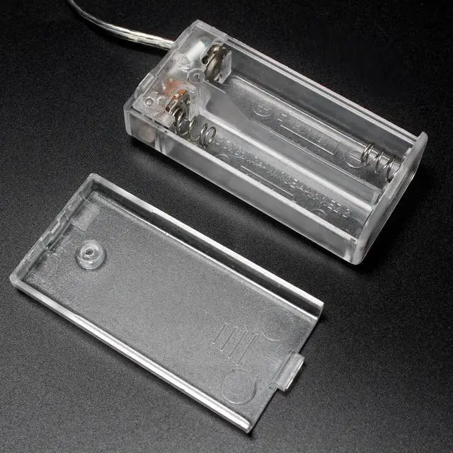 Alt view image 5 of 5 - 1PCS 3V Transparent Battery Box 2xAA Battery Holder With NO/OFF Button Switch &Wire Lead For AA Rechargeable Battery