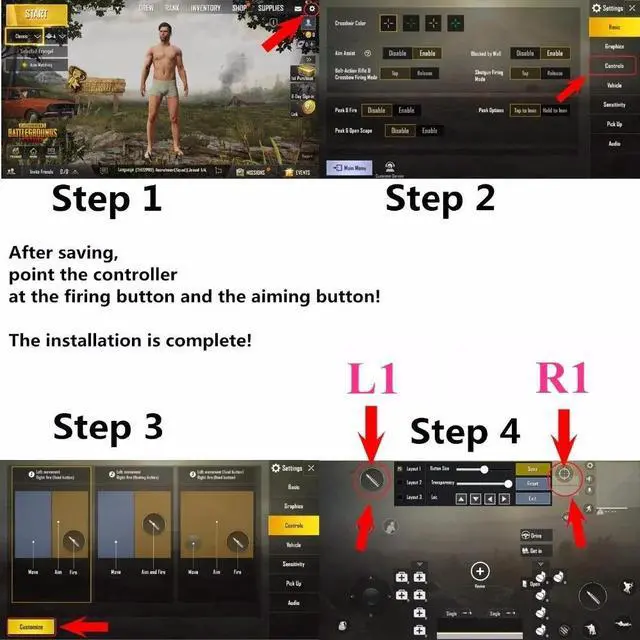 Alt view image 6 of 6 - Baseus Game pad Trigger Mobile Phone Games Shooter Controller L1 R1 Fire Button Handle For PUBG/Rules of Survival/Knives Out