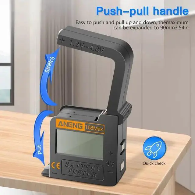 Alt view image 6 of 6 - 168Max Digital Lithium Battery Tester Battery Capacity Diagnostic Tool LCD Display Check AAA AA 6F22 9V CR2032 Button Battery