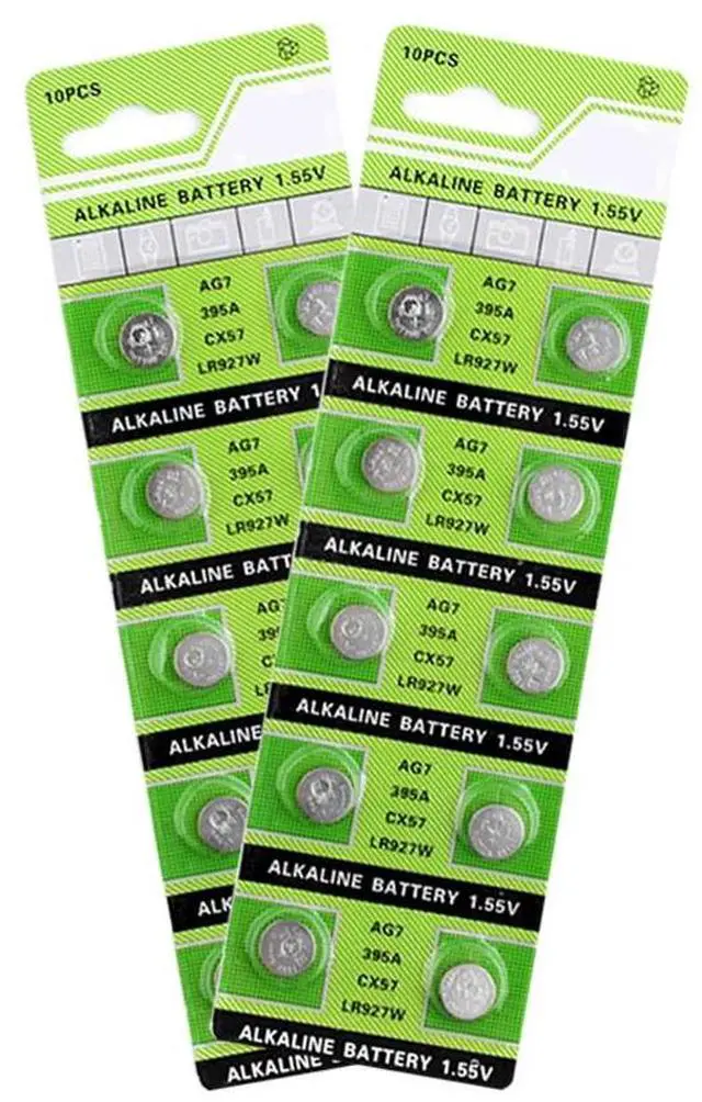 Alt view image 2 of 6 - 20x 1.55V Volt LR927 LR927W S28 SP395 SR57 SR57L SR927 SR927SW SR927W TR927W V395 Coin Button Cell AG7 Alkaline Batteries