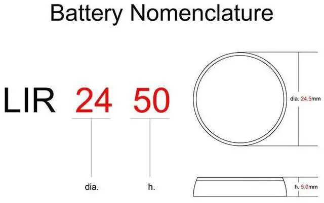 Alt view image 3 of 4 - Lithium Button Coin Cell Batteries Li-ion Rechargeable Battery LIR2450 3.6V 5 PCS - 2450 Replaces CR2450