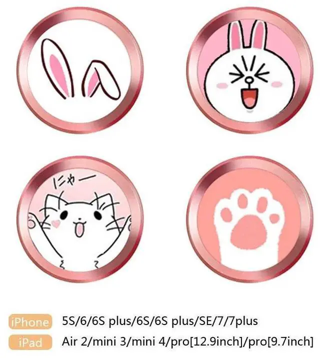 Main image of Cute Cartoon Touch ID Home Button Sticker For iPhone 5 5S SE 6 6S 6 Plus 7 8 Plus Ipad air 2 Fingerprint Identification Sticker