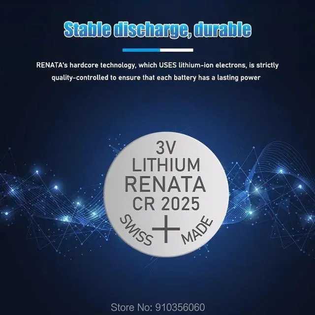 Alt view image 4 of 6 - RENATA CR2025 Button Cell Batteries 1PCS/LOT cr 2025 3V Lithium Coin Battery For Watch Calculator Weight Scale