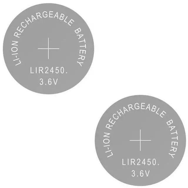 Alt view image 2 of 3 - Li-Ion Rechargeable Battery LIR2450 3.6V 2 PCS Lithium Button Coin Cell LIR 2450 Replaces CR2450
