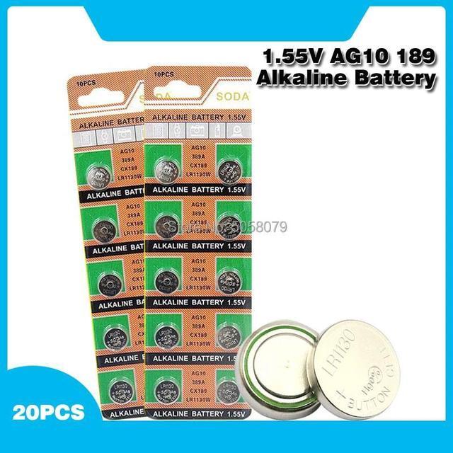 Main image of 20PCS 1.55V AG10 LR1130 Alkaline Cell Coin Battery AG 10 SR54 189 389 SR1130 L1131 G10A Button Batteries For Watches Toys