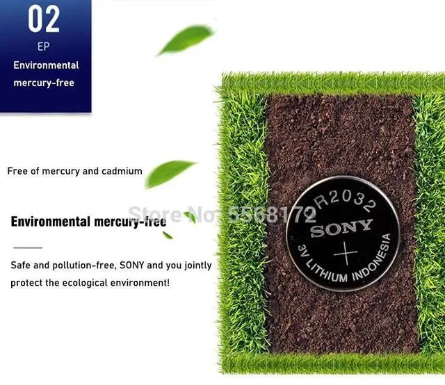 Alt view image 5 of 6 - 20pcs/lot for sony CR2032 3V Lithium Battery For Watch Remote Control Calculator CR2032 2032 button cell coin batteries