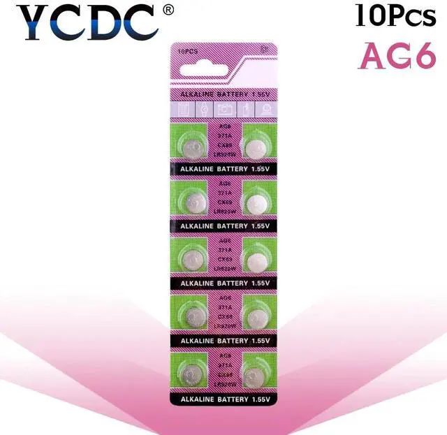 Alt view image 2 of 6 - 10pcs/pack AG6 LR920 371 L921 Button Batteries SR927 171 Cell Coin Alkaline Battery 1.55V 371A CX69 LR920W For Watch Toys Remote