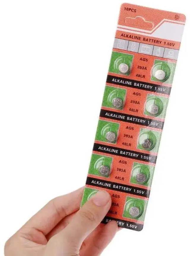 Alt view image 5 of 5 - 10PCS Alkaline Battery Button Coin Cell AG5 LR754 393 SR754 193 546 RW28 48 Hearing Aid Earphone Watch Batteries 95AD