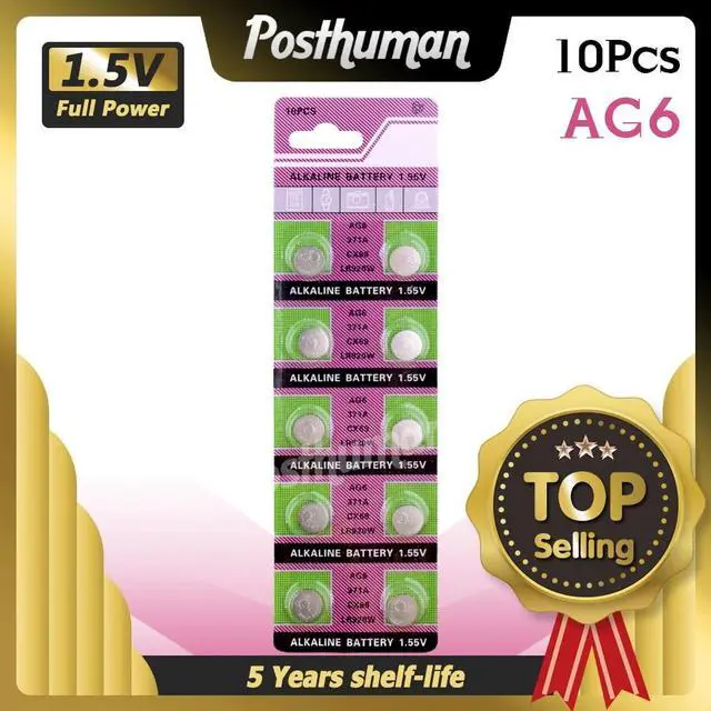 Main image of 10 x 1.55V AG6 Button Coin Cell Watch Battery Batteries AG6 LR920W LR921 SR920SW 371A Alkaline Coin Button Cell For Watch