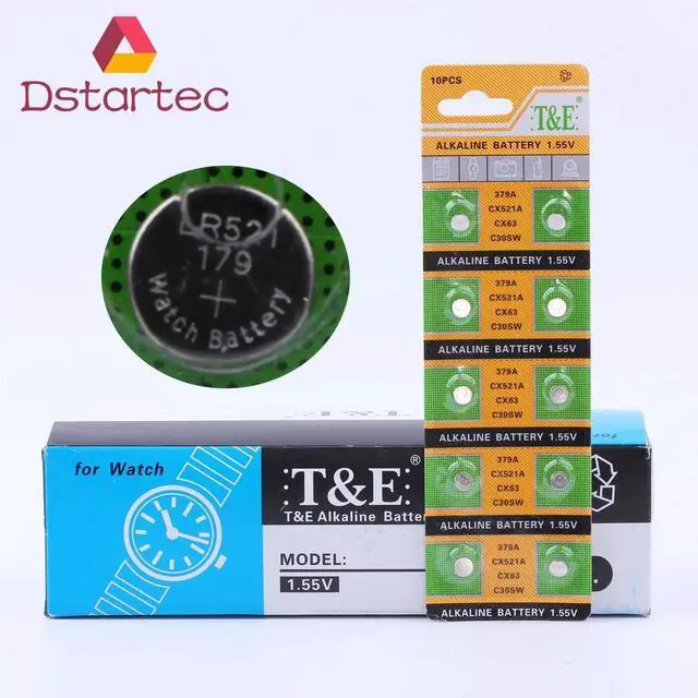 Alt view image 4 of 6 - 2020  10pcs AG0 379 SR63 LR69 LR521 379A 1.55V Button Batteries For Watch Toys Remote SR521SW D379 Cell Coin Alkaline Battery