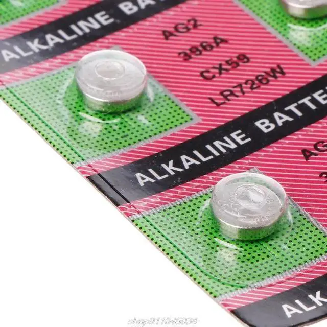 Alt view image 3 of 6 - 10PCS Alkaline Batteries AG2 G2 396A LR726 SR726W GP397 1164SO SR59W Coin Button Cell Watch Toys Clocks  D14 20 Dropshipping
