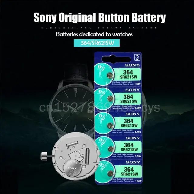 Alt view image 2 of 6 - 5PCS Sony 364 SR621SW AG1 LR621 621 164 531 SR60 LR60 1.55V Silver Oxide Battery For Watch Toy Calculator Meter Button Cell Coin