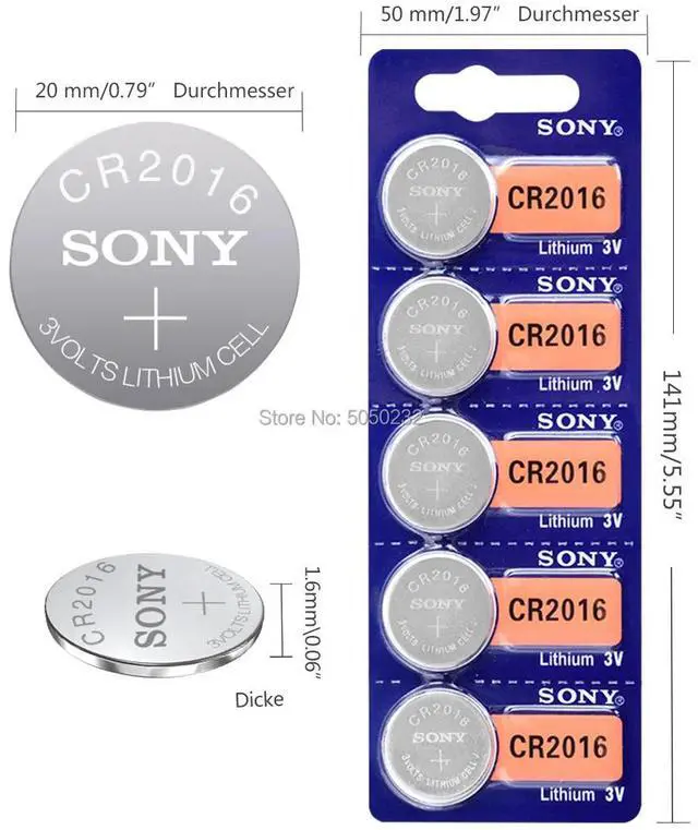 Alt view image 2 of 6 - 5pcs FOR SONY CR2016 Button Batteries 3V CR 2016 LM2016 BR2016 DL2016 Cell Coin Lithium Battery For Watch Electronic Toy Remote