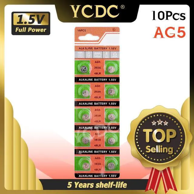 Main image of 10pcs 1.55V AG5 LR754 393 Button Batteries SR754 193 393A 48LR G5A Cell Coin Alkaline Battery  For Watch Toys Remote