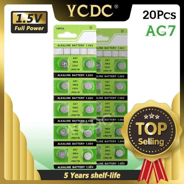 Main image of 20x 1.55V Volt LR927 LR927W S28 SP395 SR57 SR57L SR927 SR927SW SR927W TR927W V395 Coin Button Cell AG7 Alkaline Batteries