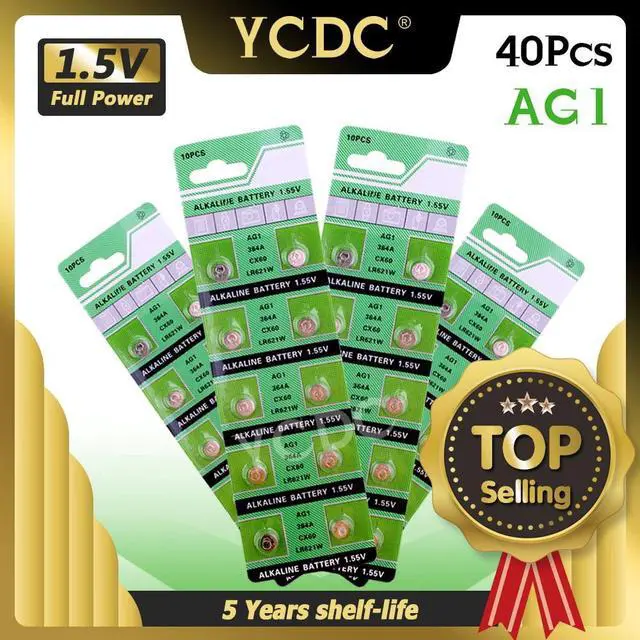 Main image of 40Pcs/lot AG1 AG 1 Watch Clock Battery Pilas LR621 LR 621 LR621W SR621SW SR621 1.55V Button Coin Cell Batteries