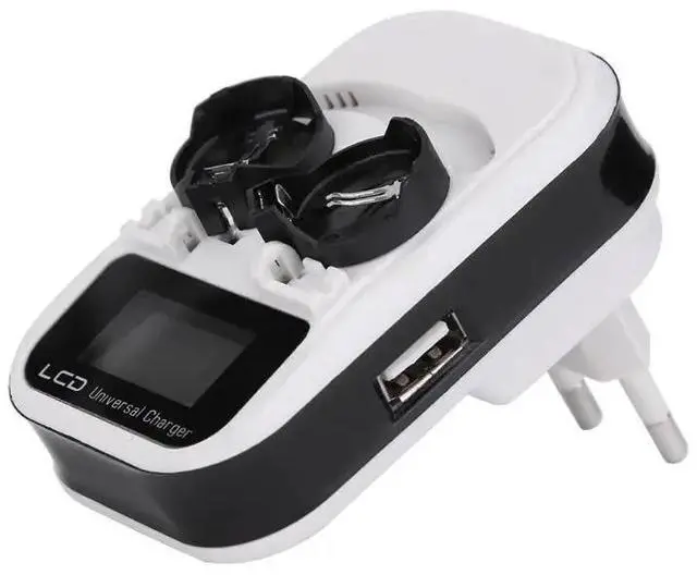 Main image of 3.6V LCD Display Button Battery Charger Dual Slot For LIR2016/LIR2025/LIR2032 Rechargeable Coin Batteries Charger EU Plug