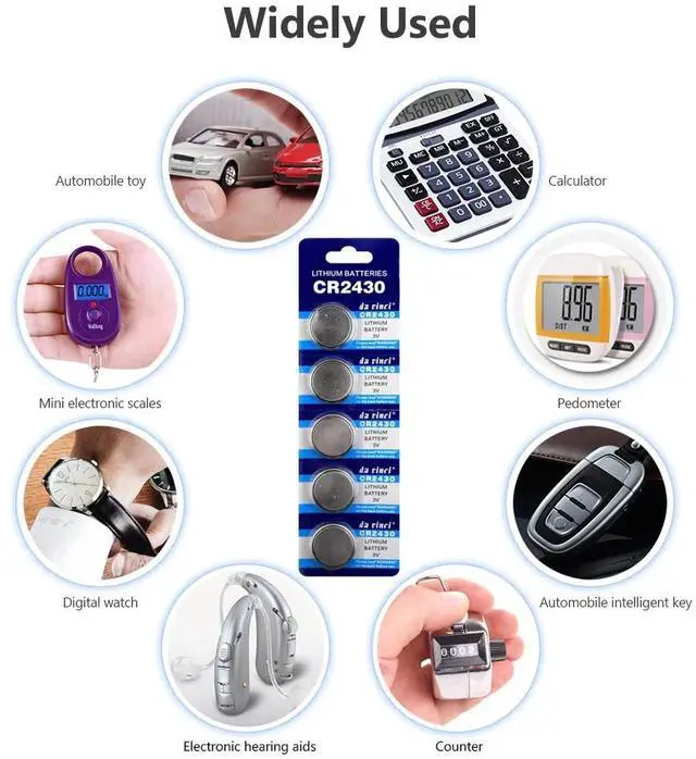 Alt view image 6 of 6 - 10pieces CR2430 3 Volt Lithium-ion Button Battery CR 2430 ECR2430 KL2430 KCR2430 BR2430 Coin Battery For Watch Calculator