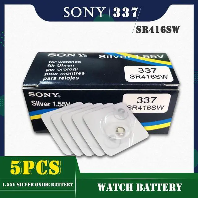 Main image of 5PCS/lot For SONY 337 SR416SW 1.55V Silver Oxide Button Cell Battery LR416 337A AG6 for Watch Toys Single grain packing