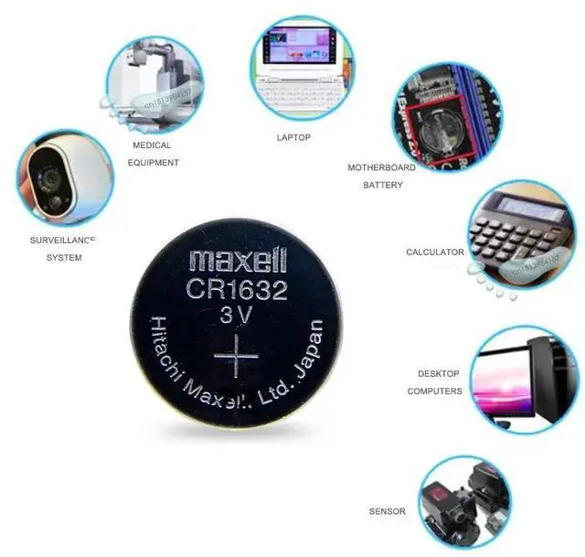 Alt view image 4 of 5 - 5pc Maxell cr1632 3v button cell coin lithium batteries for watch car toy BR1632 ECR1632 DL1632 KCR1632 LM1632 KL1632
