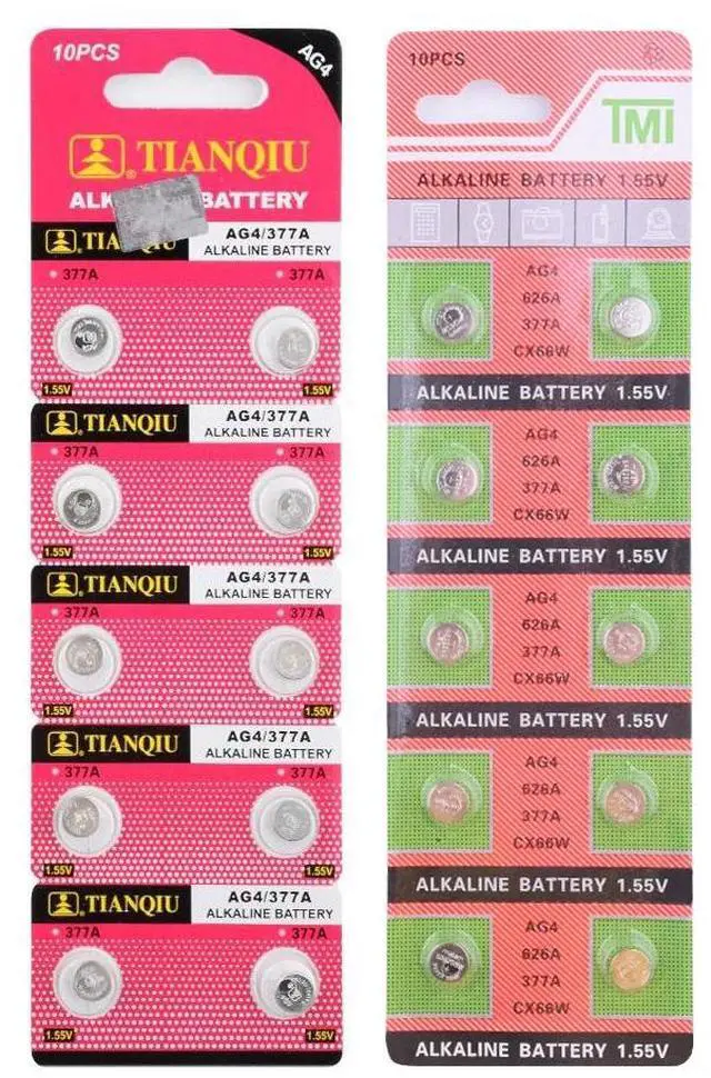 Alt view image 3 of 6 - 50PCS/ 5 Pack AG4 LR626 377A Button Batteries SR626 LR66 177 Cell Coin Alkaline Battery 1.55V   CX66W For Watch Toys Remote