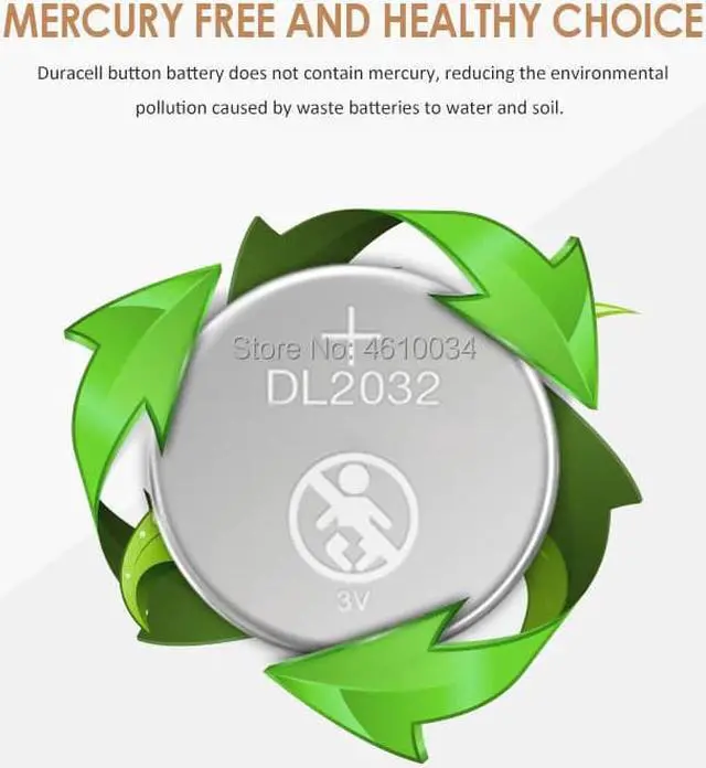 Alt view image 4 of 5 - 6pcs for DURACELL brand  battery for cr2032 3v button cell coin batteries for watch toy computer cr 2032 DL2032 ECR2032